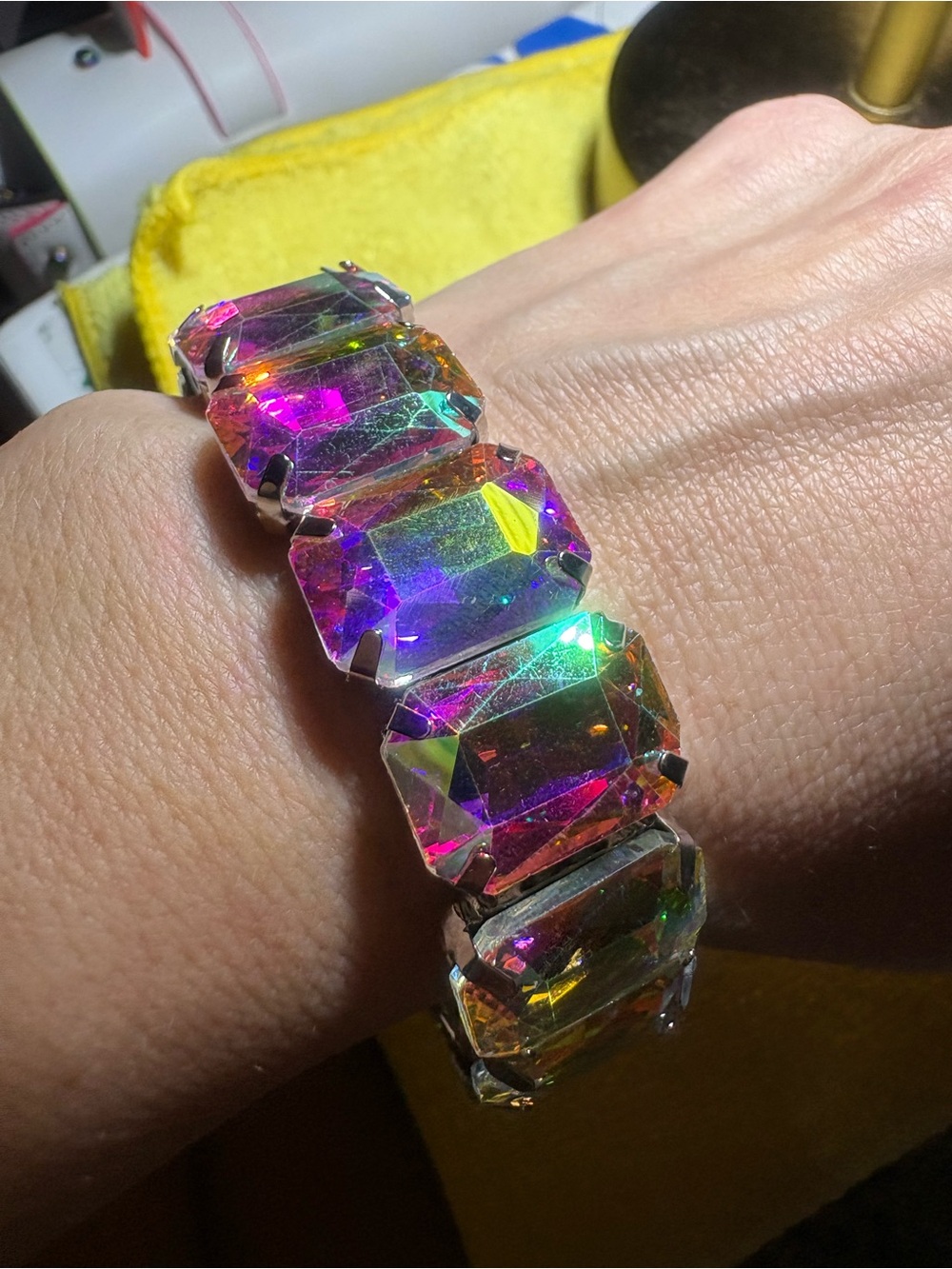 Iridescent AB Crystal Stretch Bracelet - Women Jewelry